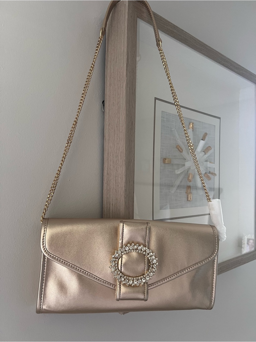 Lilly Pulitzer Metallic Gold Clutch with Rhinestone Buckle